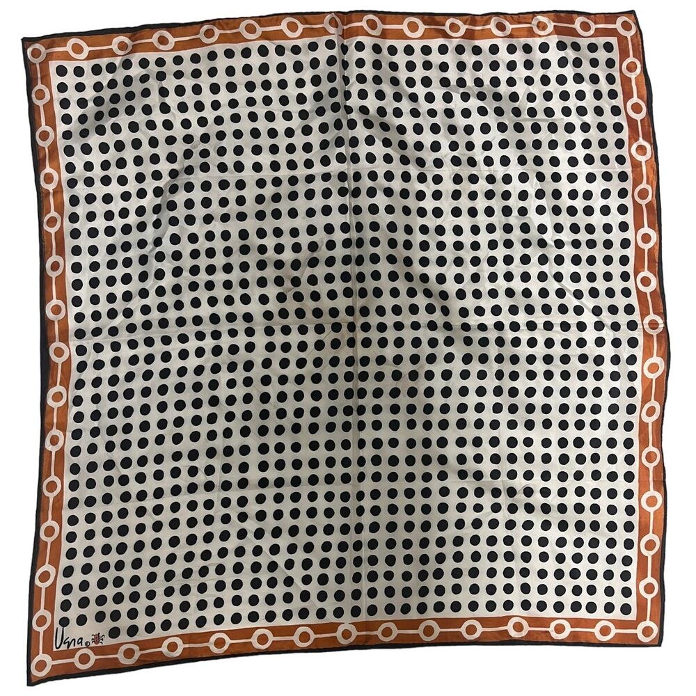 Vintage VERA Neumann Scarf ~ Ladybug Signed ~ Black Polkadot